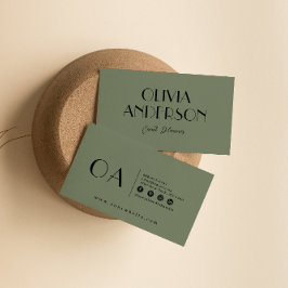 Minimalistisch groen neutraal script boho chic mod visitekaartje