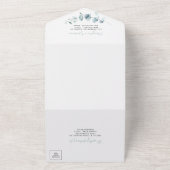 Minimalistisch groen olievlek all in one uitnodiging (Buitenkant)