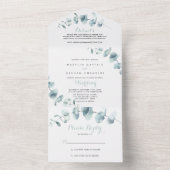 Minimalistisch groen olievlek all in one uitnodiging (Binnen)