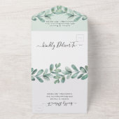 Minimalistisch groen olievlek in één i all in one uitnodiging (Buitenkant)