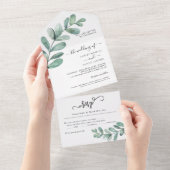 Minimalistisch groen olievlek in één i all in one uitnodiging (Afscheurbaar)