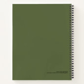 Minimalistisch groen olive-monogram notitieboek (Achterkant)