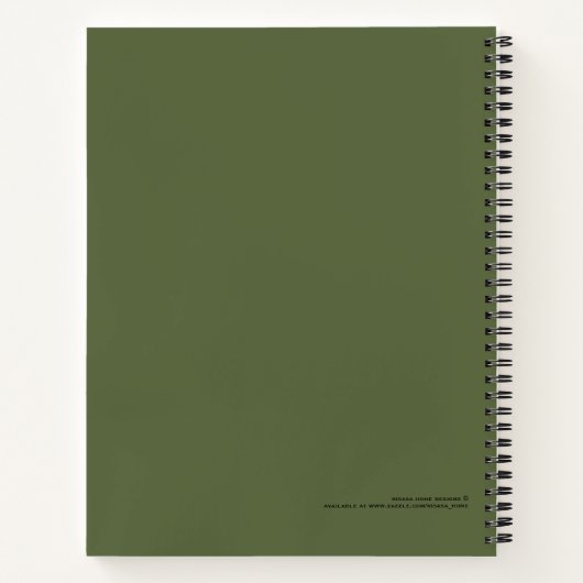 Minimalistisch groen olive-monogram notitieboek (Achterkant)
