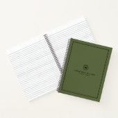Minimalistisch groen olive-monogram notitieboek (Binnen)