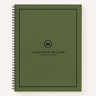 Minimalistisch groen olive-monogram notitieboek