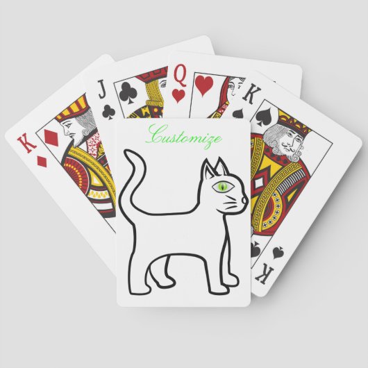 Minimalistisch groen-oog Cat Thunder_Cove Pokerkaarten (Achterkant)