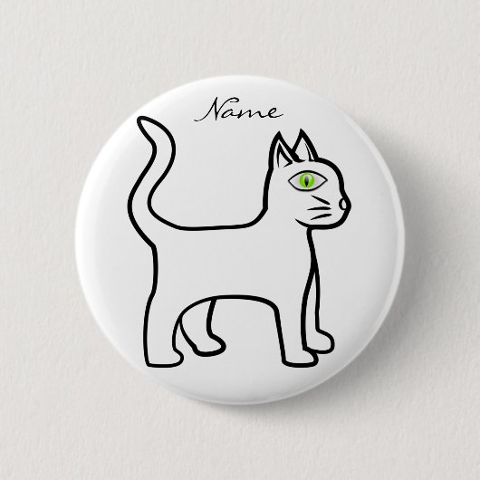 Minimalistisch groen-oog Cat Thunder_Cove Ronde Button 5,7 Cm (Voorkant)