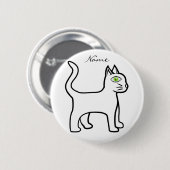 Minimalistisch groen-oog Cat Thunder_Cove Ronde Button 5,7 Cm (Voorkant /achterkant)