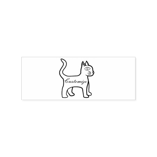 Minimalistisch groen-oog Cat Thunder_Cove Rubberstempel (Afrduk)
