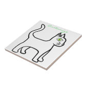 Minimalistisch groen-oog kat Thunder_Cove Tegeltje (Zijkant)