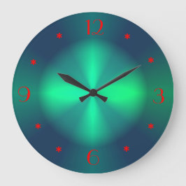 Minimalistisch groen rood verlicht >Wandklokken Grote Klok