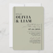 Minimalistisch groen Sage All One RSVP QR Code Wed Kaart (Voorkant)