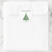 Minimalistisch groen script vrolijke kerstboom vierkante sticker (Tas)