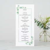 Minimalistisch groen thema Eucalyptus bruiloft Menu (Staand voorkant)
