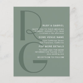 Minimalistisch groen Typografiemonogram Weddenscha Flyer