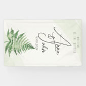 Minimalistisch groen varen-huwelijksbord spandoek (Horizontaal)