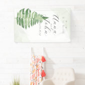 Minimalistisch groen varen-huwelijksbord spandoek (Insitu)