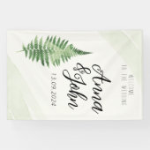 Minimalistisch groen varen-huwelijksbord spandoek (Horizontaal)