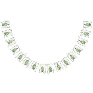 Minimalistisch groen varen-huwelijksbord vlaggetjes