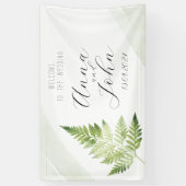 Minimalistisch groen varen trouwbord spandoek (Verticaal)