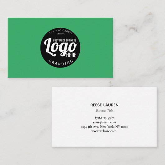 Minimalistisch groen Visitekaartje met Logo (Voorkant / Achterkant)