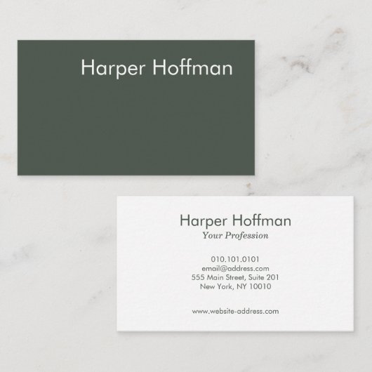 Minimalistisch groen Visitekaartje van de professi (Voorkant / Achterkant)