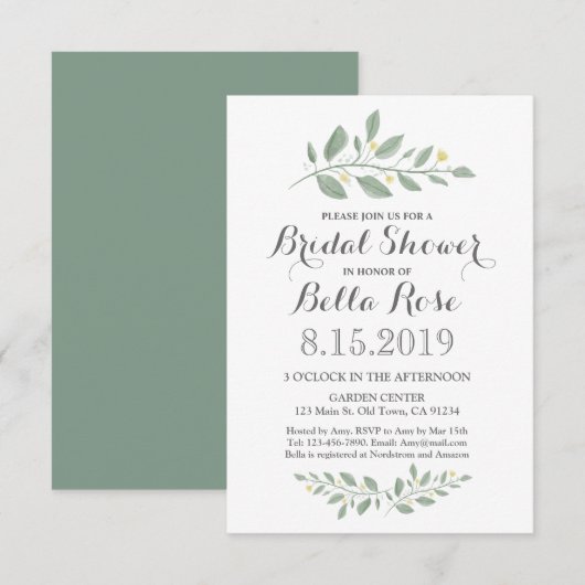 Minimalistisch groen Vrijgezellenfeest uitgenodigd Kaart (Voorkant / Achterkant)