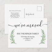 Minimalistisch groen We hebben verhuisd New Home V Aankondigingskaart (Voorkant / Achterkant)