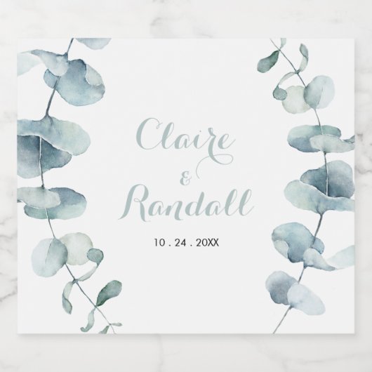 Minimalistisch groen wit huwelijk sparkling wijnetiket (Enkel label)