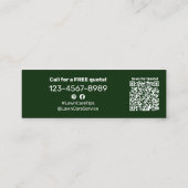 Minimalistisch groen & wit logo CTA QR-code Mini Visitekaartje (Achterkant)