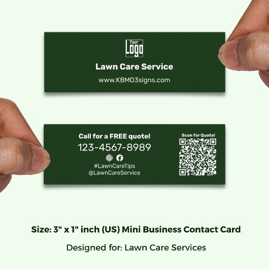Minimalistisch groen & wit logo CTA QR-code Mini Visitekaartje