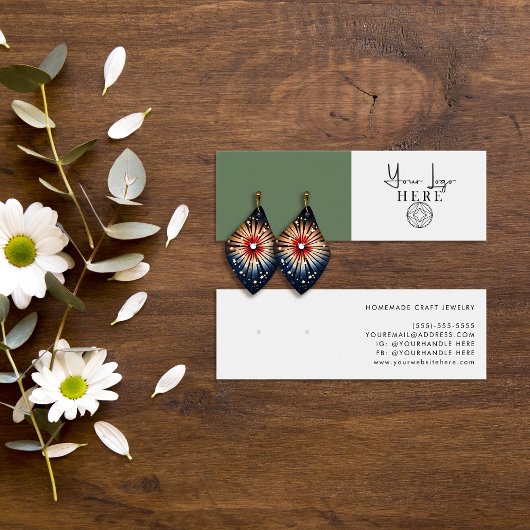 Minimalistisch Groen Wit-Logo met aardeoormerk Mini Visitekaartjes