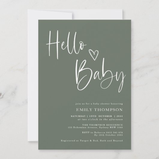 Minimalistisch groen wit neutraal Baby shower Kaart (Voorkant)