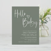 Minimalistisch groen wit neutraal Baby shower Kaart (Staand voorkant)
