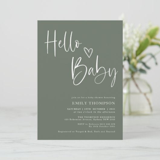 Minimalistisch groen wit neutraal Baby shower Kaart (Staand voorkant)