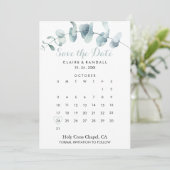 Minimalistisch groen wit sparen de kalender van de save the date (Staand voorkant)