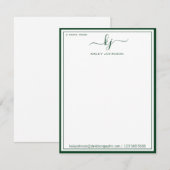 Minimalistisch groen wit van het bureau van Nota K Bedankkaart (Voorkant / Achterkant)