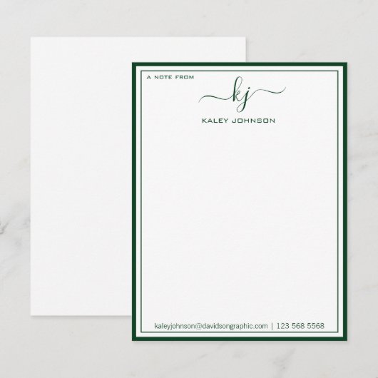 Minimalistisch groen wit van het bureau van Nota K Bedankkaart (Voorkant / Achterkant)