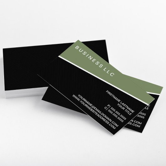 Minimalistisch groen zwart krijtstreep Professiona Visitekaartje