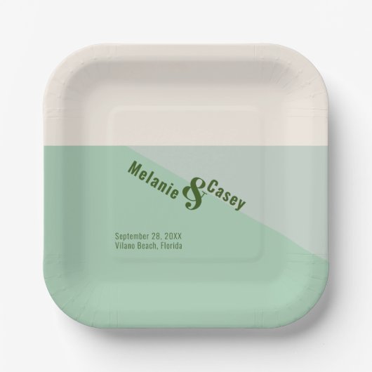 Minimalistisch groenboek van Mint Napkins Papieren Bordje (Voorkant)