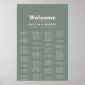 Minimalistisch Groene Alfabetische Zitkaart Poster (Voorkant)