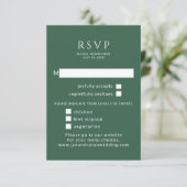 Minimalistisch. Groene bruiloft RSVP Met Maaltijd  (Staand voorkant)