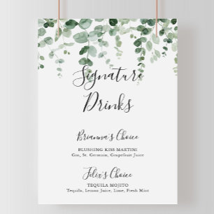 Minimalistisch Groene Eucalyptus Signature Drinken Poster