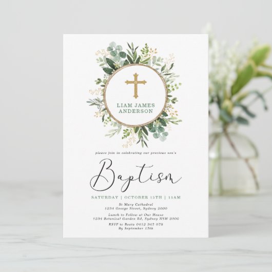 Minimalistisch Groene Goud Botanische Greenery Bap Kaart (Staand voorkant)