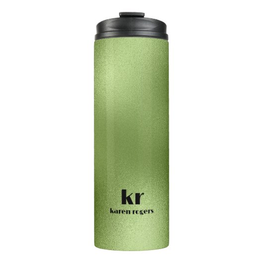 Minimalistisch-groene iriserende textuur thermosbeker (Voorkant)