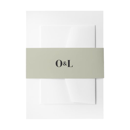 Minimalistisch Groene Sage Monogram Weddenschap Uitnodigingen Wikkel (Voorkant Voorbeeld)