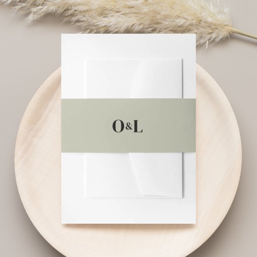 Minimalistisch Groene Sage Monogram Weddenschap Uitnodigingen Wikkel