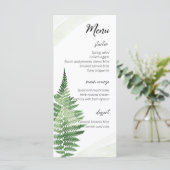 Minimalistisch Groene Varen Bruiloft Menu (Staand voorkant)