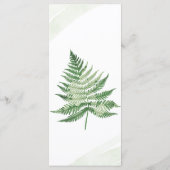 Minimalistisch Groene Varen Bruiloft Menu (Achterkant)