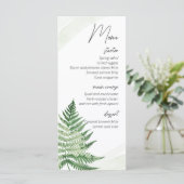 Minimalistisch Groene Varen Bruiloft Menu (Staand voorkant)